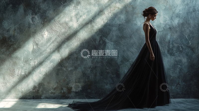 高清大图下载【趣麦麦图】黑色长裙