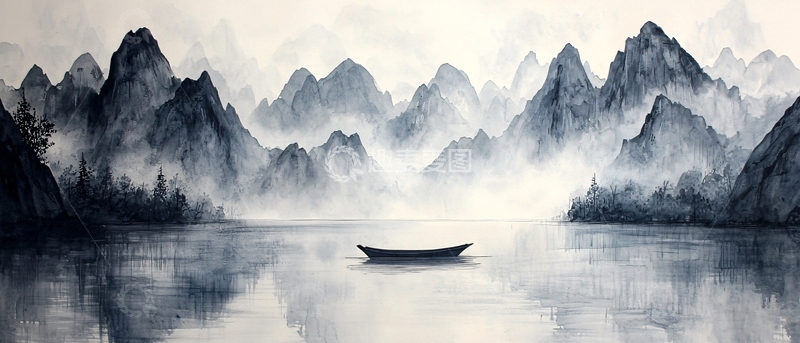 高清大图下载【趣麦麦图】水墨山水画246