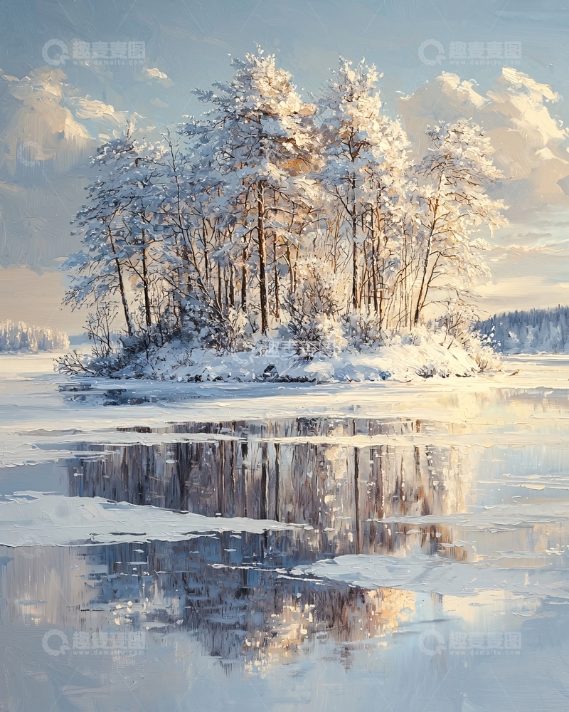 高清大图下载【趣麦麦图】冰雪覆盖的小岛