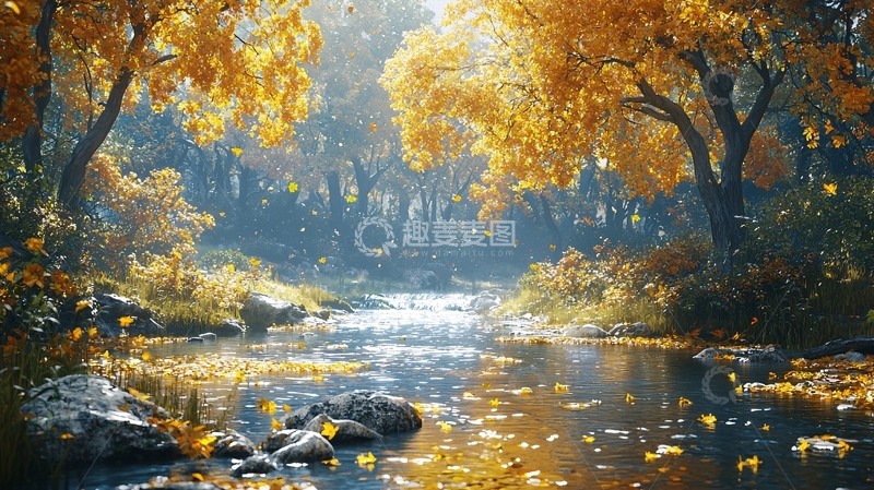 高清大图下载【趣麦麦图】秋日森林溪流7