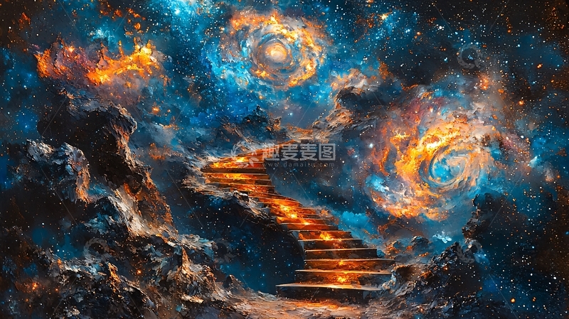 高清大图下载【趣麦麦图】星空阶梯