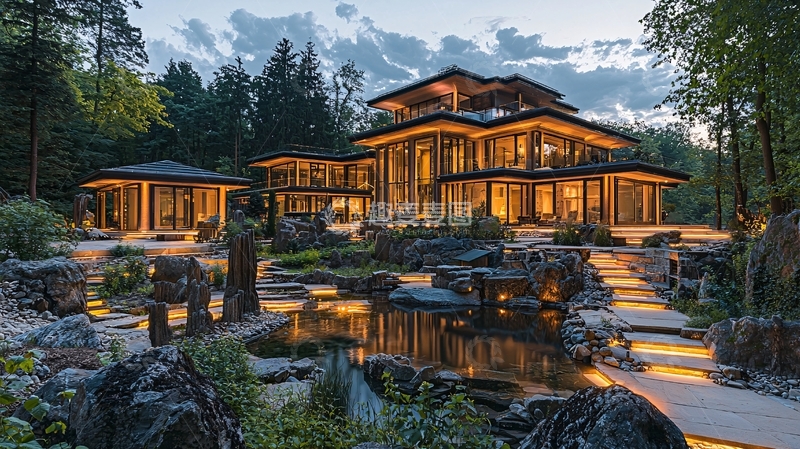 高清大图下载【趣麦麦图】夜景豪宅