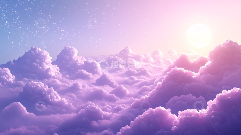 高清大图下载【趣麦麦图】梦幻紫色天空云朵