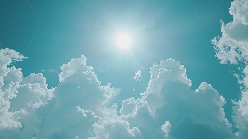 晴朗天空白云朵朵阳光