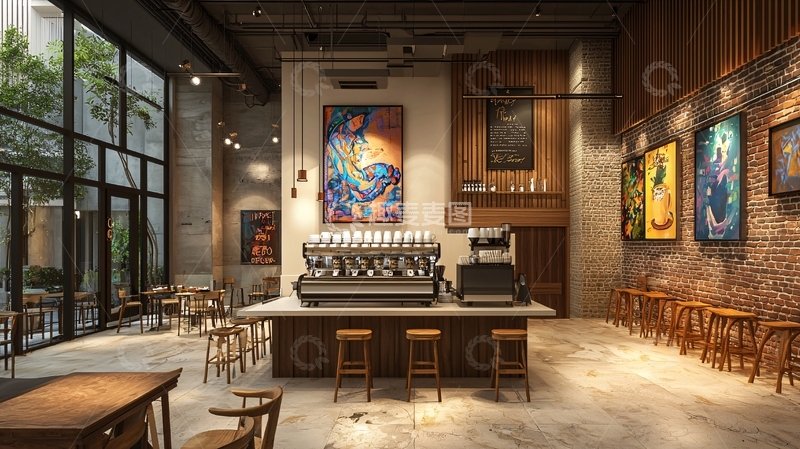 高清大图下载【趣麦麦图】现代风格咖啡馆室内设计