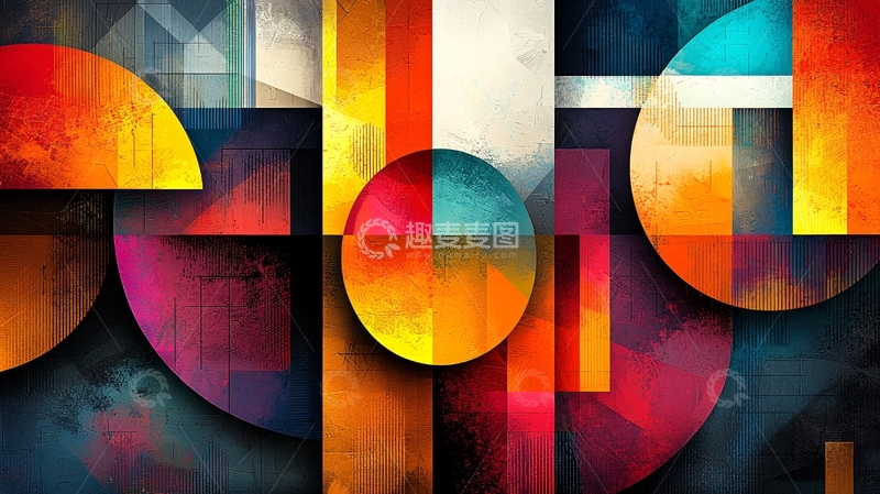 高清大图下载【趣麦麦图】抽象几何彩色图案