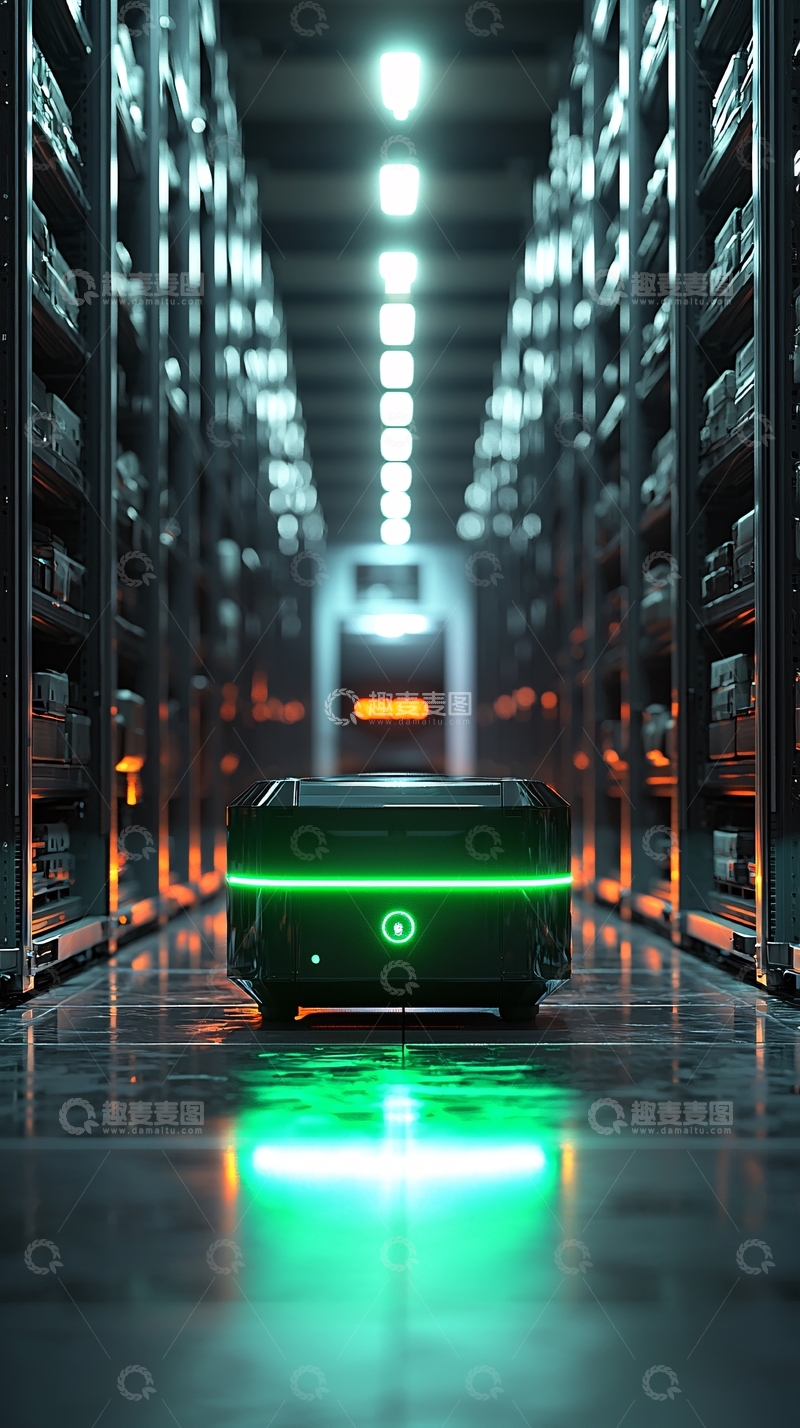 高清大图下载【趣麦麦图】未来科技感仓库机器人