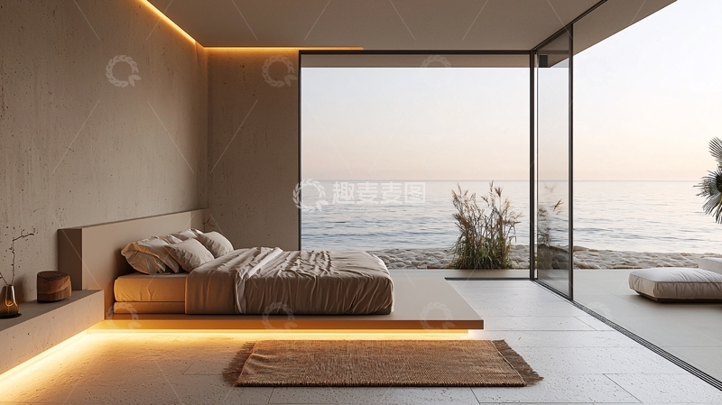 高清大图下载【趣麦麦图】极简海景卧室设计