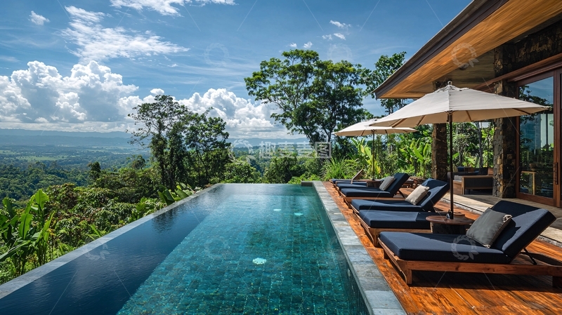 高清大图下载【趣麦麦图】山顶无边泳池别墅