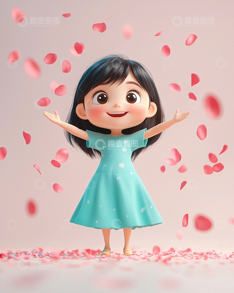 高清大图下载【趣麦麦图】可爱卡通女孩