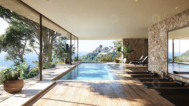 高清大图下载【趣麦麦图】现代简约泳池别墅2