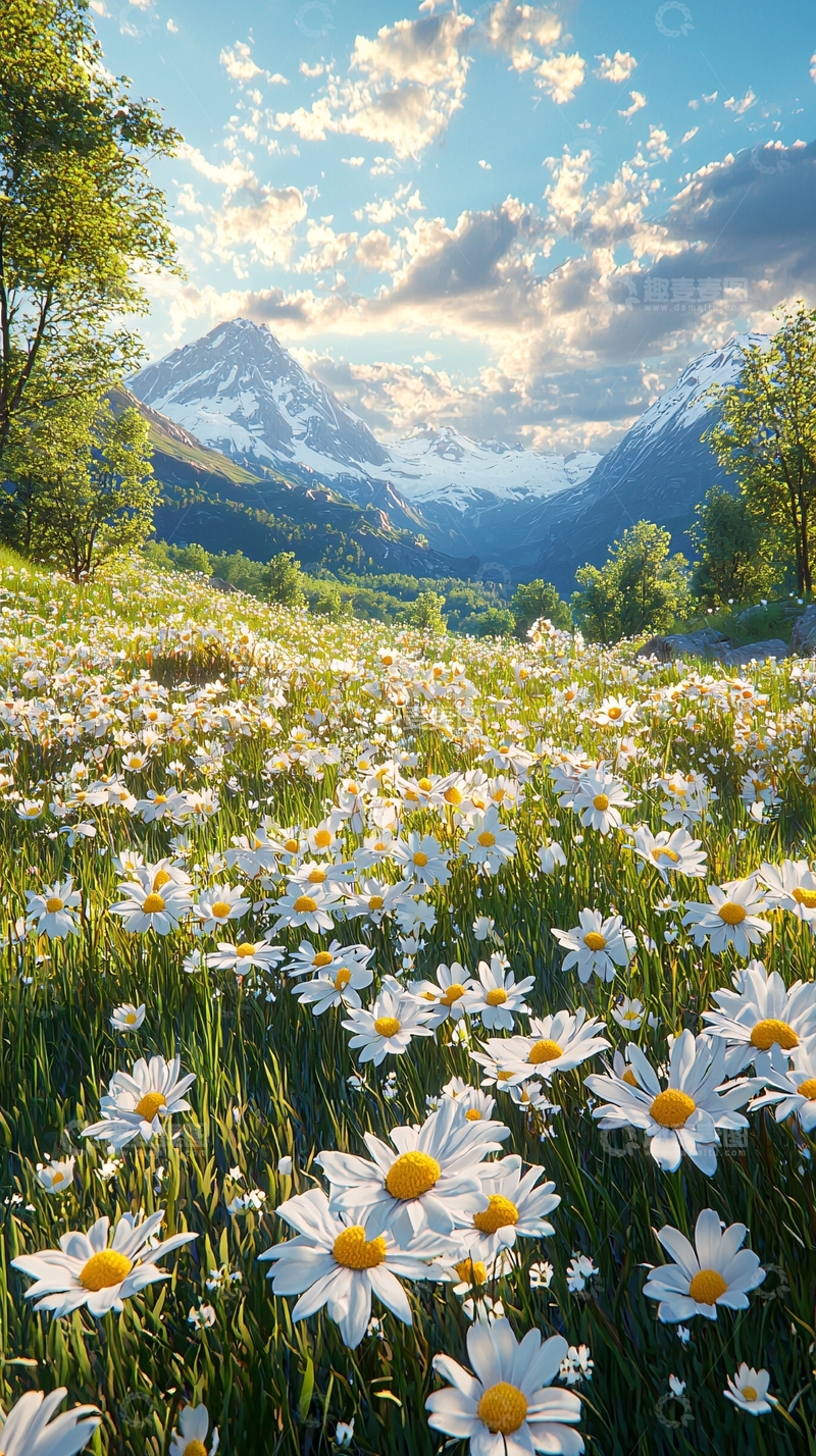 高清大图下载【趣麦麦图】山花烂漫的春日田园风光