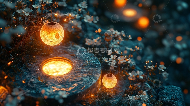 高清大图下载【趣麦麦图】奇幻森林夜光果实