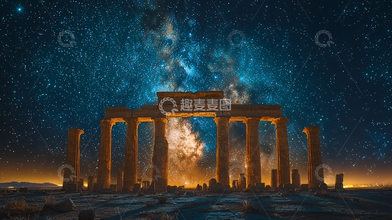 高清大图下载【趣麦麦图】星空下的古迹