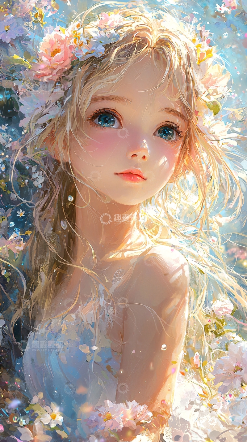 高清大图下载【趣麦麦图】唯美花环少女