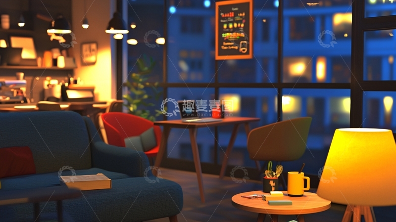 高清大图下载【趣麦麦图】夜景公寓酒吧