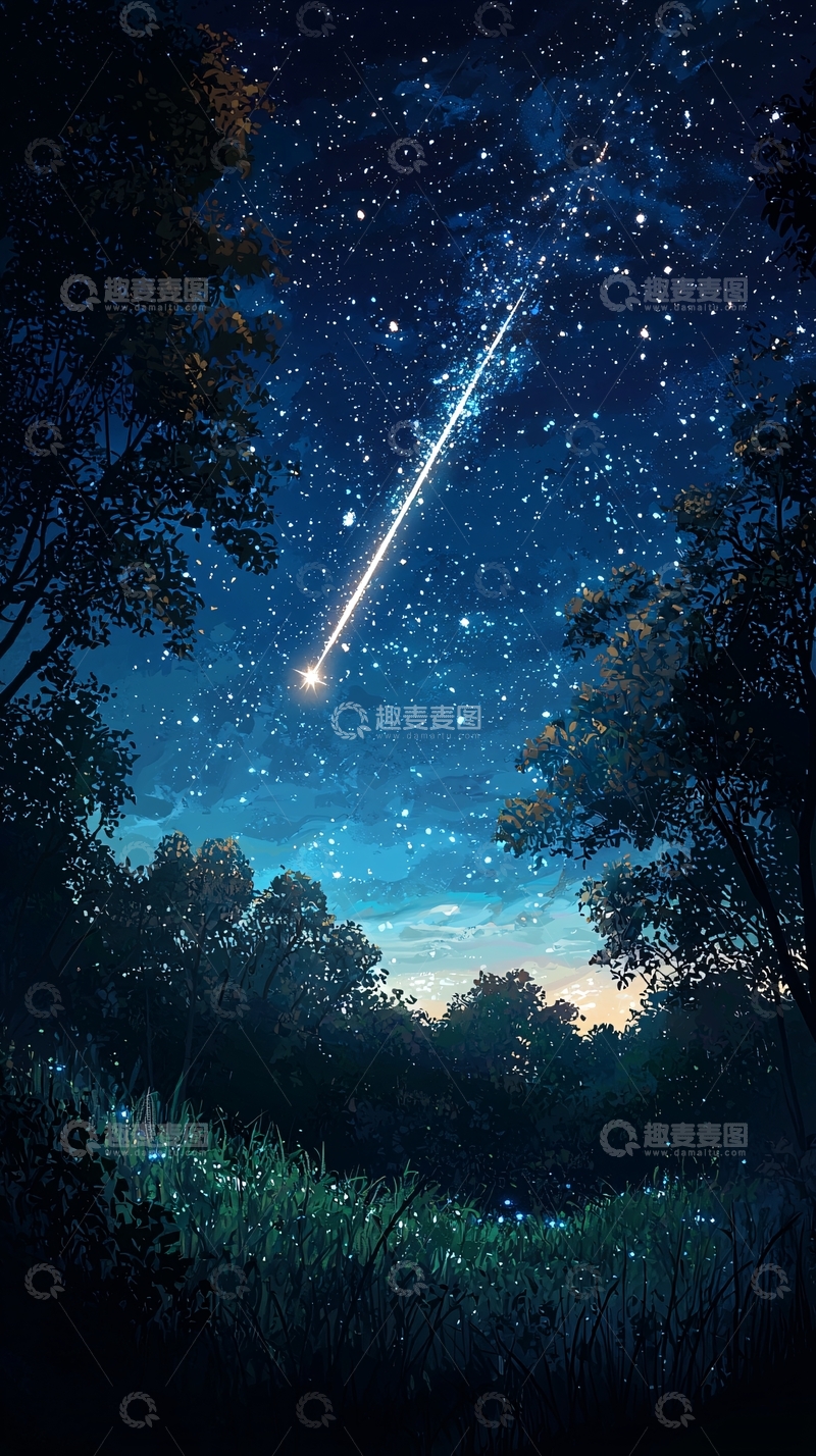 高清大图下载【趣麦麦图】星空流星雨