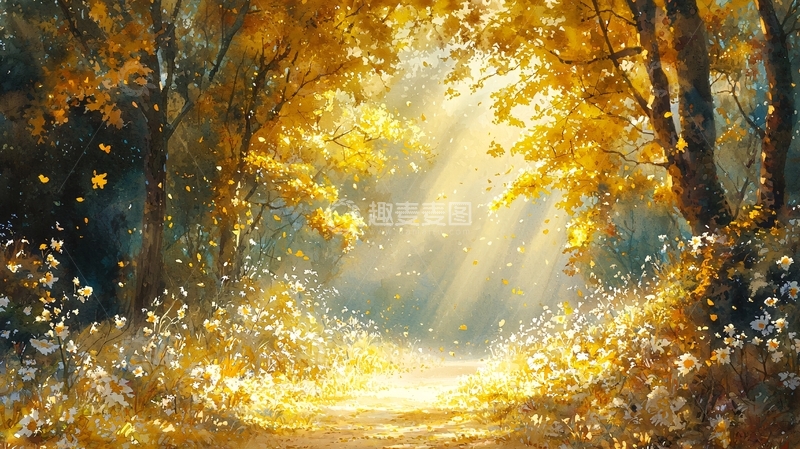 高清大图下载【趣麦麦图】金色森林小路
