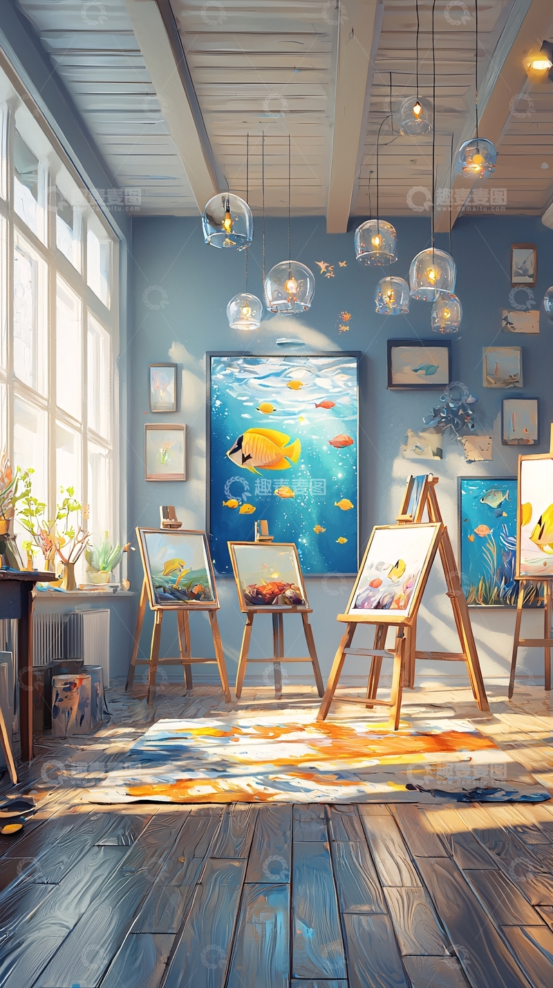 高清大图下载【趣麦麦图】阳光洒落的艺术工作室