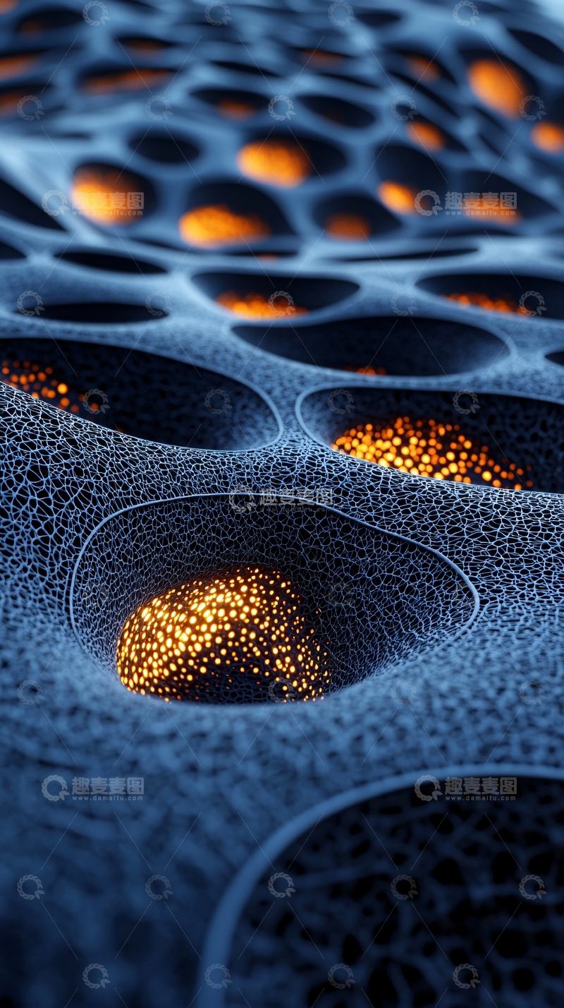 高清大图下载【趣麦麦图】蓝色蜂窝结构
