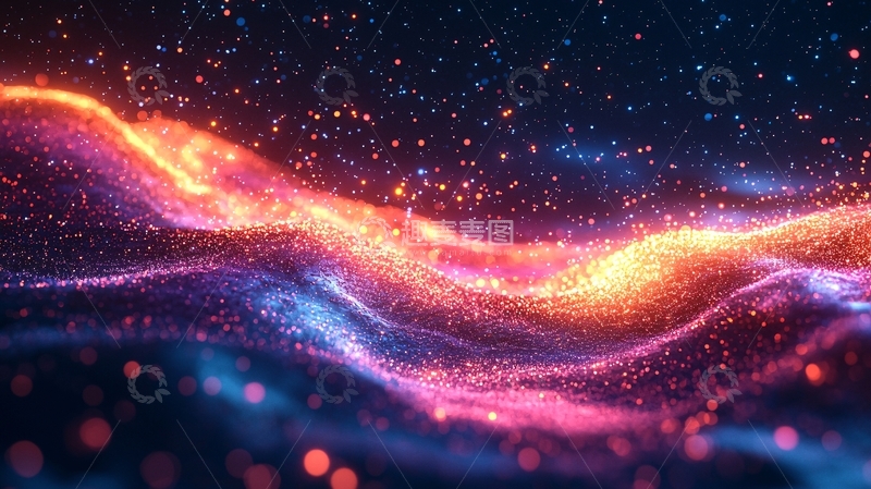 高清大图下载【趣麦麦图】流光溢彩的粒子波浪