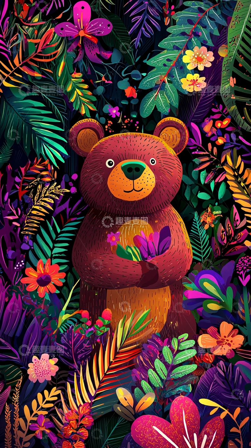 高清大图下载【趣麦麦图】彩色小熊