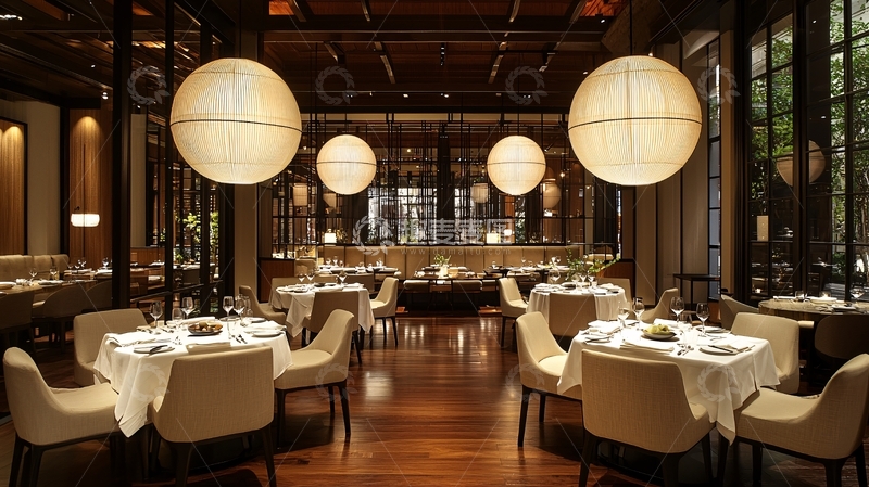 高清大图下载【趣麦麦图】高档餐厅室内全景
