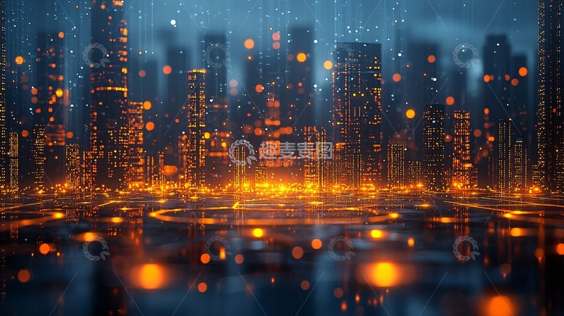 高清大图下载【趣麦麦图】雨夜未来都市夜景