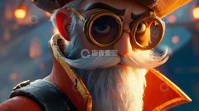 高清大图下载【趣麦麦图】戴眼镜的白胡子船长