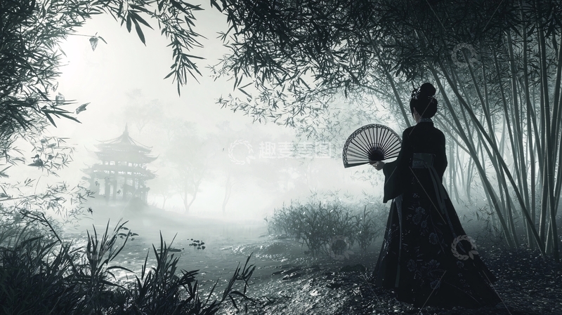 高清大图下载【趣麦麦图】水墨画风格古风女子