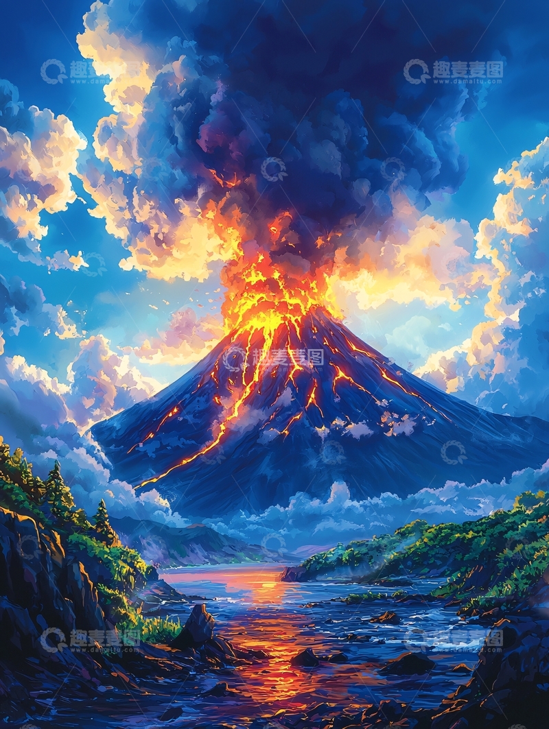 高清大图下载【趣麦麦图】火山喷发