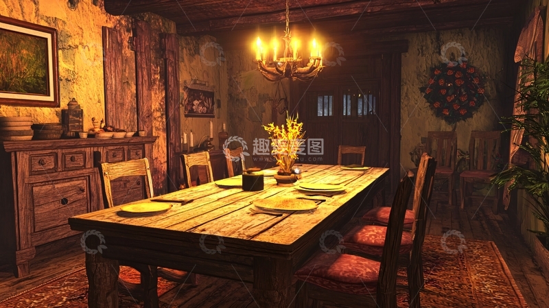 高清大图下载【趣麦麦图】老式乡村风格餐厅