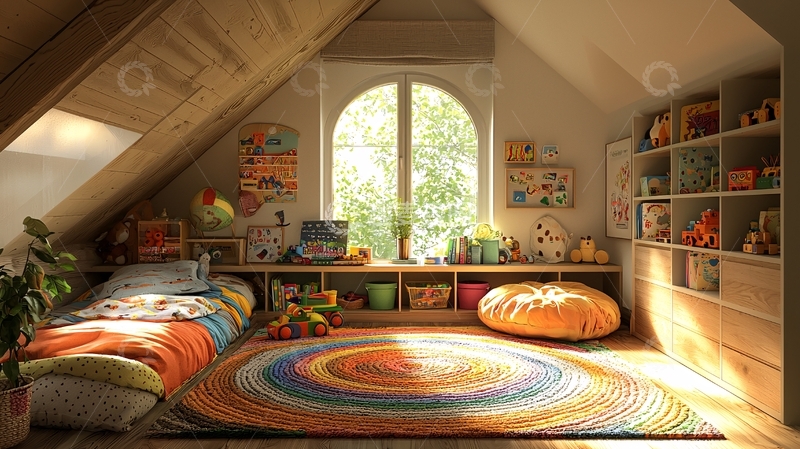 高清大图下载【趣麦麦图】阁楼儿童房