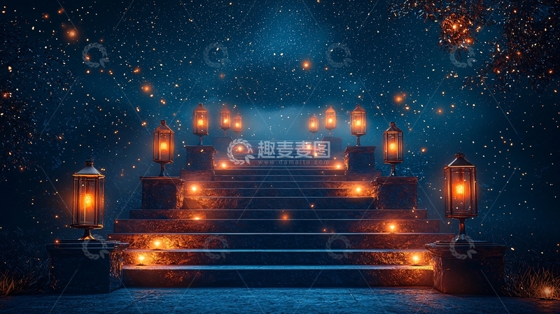 高清大图下载【趣麦麦图】星空阶梯