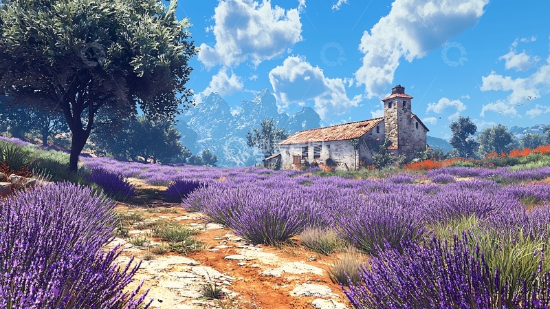 高清大图下载【趣麦麦图】薰衣草田园乡村风景