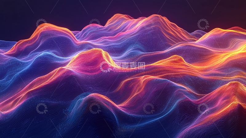 高清大图下载【趣麦麦图】彩色光晕山脉抽象背景
