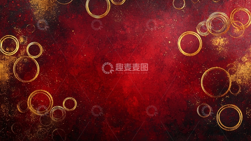 高清大图下载【趣麦麦图】红色背景金色圆环