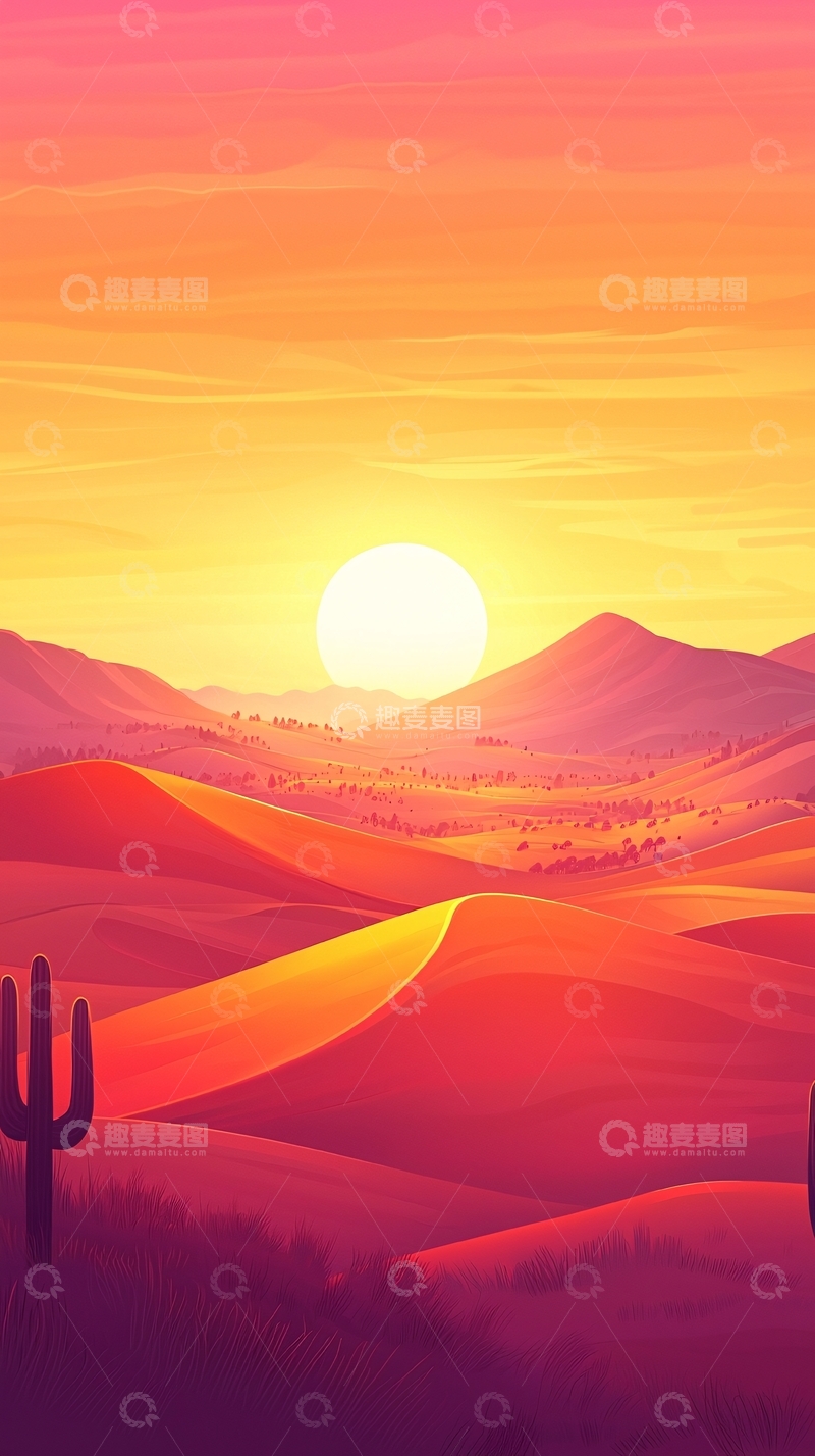 高清大图下载【趣麦麦图】沙漠日落