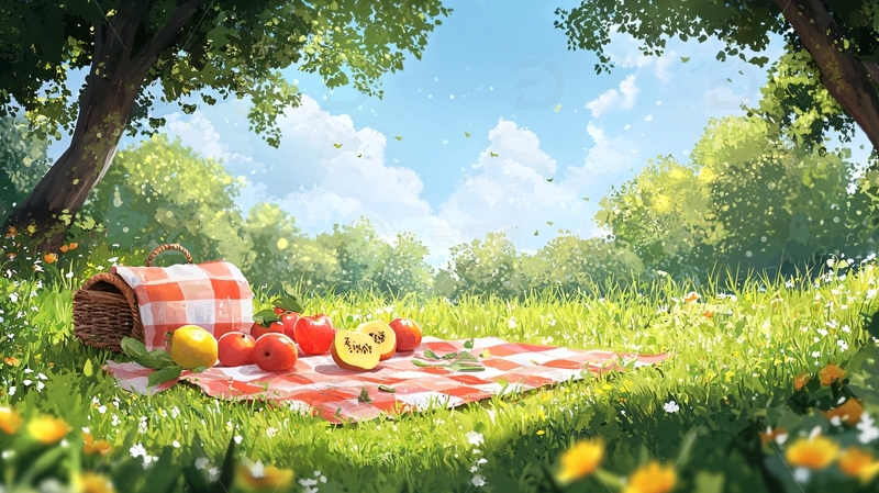 高清大图下载【趣麦麦图】阳光下的野餐