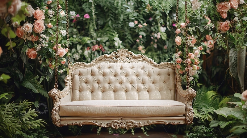 高清大图下载【趣麦麦图】欧式花藤秋千沙发