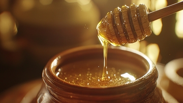 蜂蜜滴落陶罐