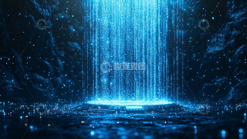 高清大图下载【趣麦麦图】蓝色能量瀑布