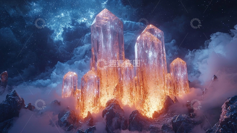 高清大图下载【趣麦麦图】梦幻般发光的晶体群