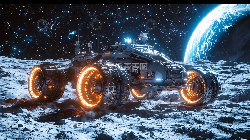 高清大图下载【趣麦麦图】月球车科技感场景