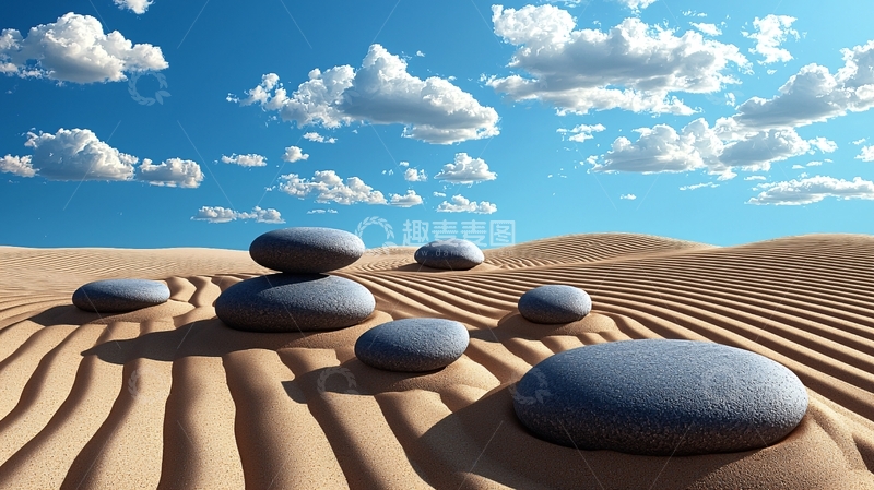 高清大图下载【趣麦麦图】沙丘上的石头