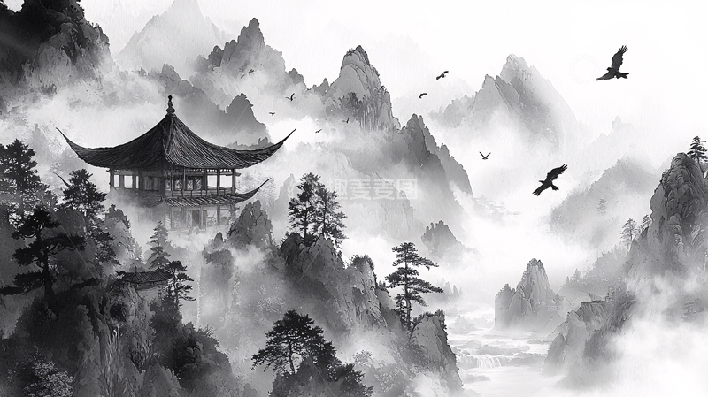 高清大图下载【趣麦麦图】水墨画山水