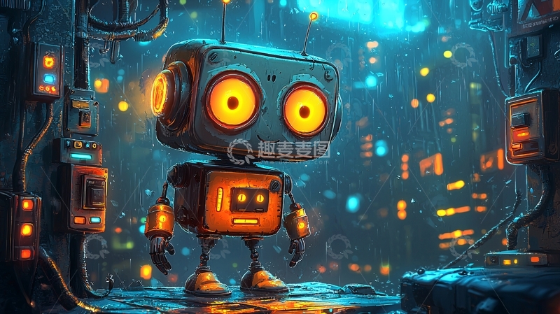 高清大图下载【趣麦麦图】未来感小机器人