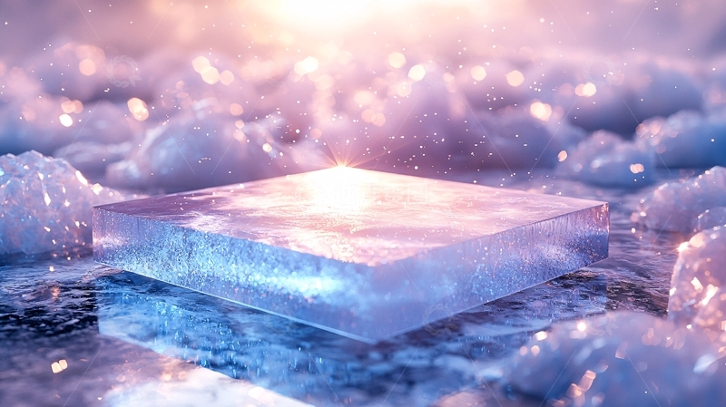 高清大图下载【趣麦麦图】冰面上的透明冰块
