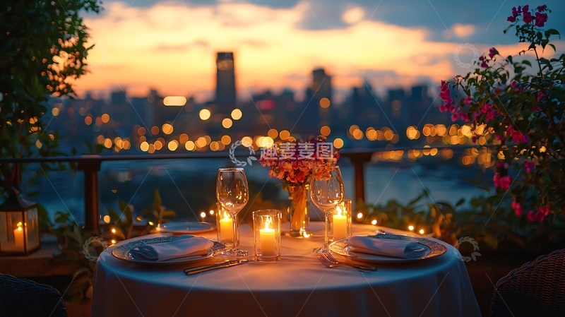 高清大图下载【趣麦麦图】夜景浪漫晚餐