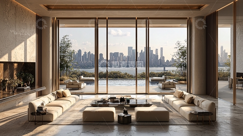 高清大图下载【趣麦麦图】现代极简风格客厅